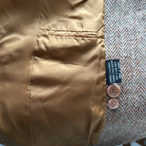 VTG Elegance English Harris tweed tan cream herringbone blazer size 11 W size 6 - Picture 11 of 12